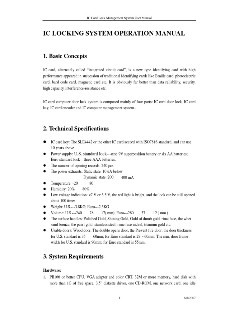 IC Card Lock System User Manual | PDF | Smart Card | Cd Rom
