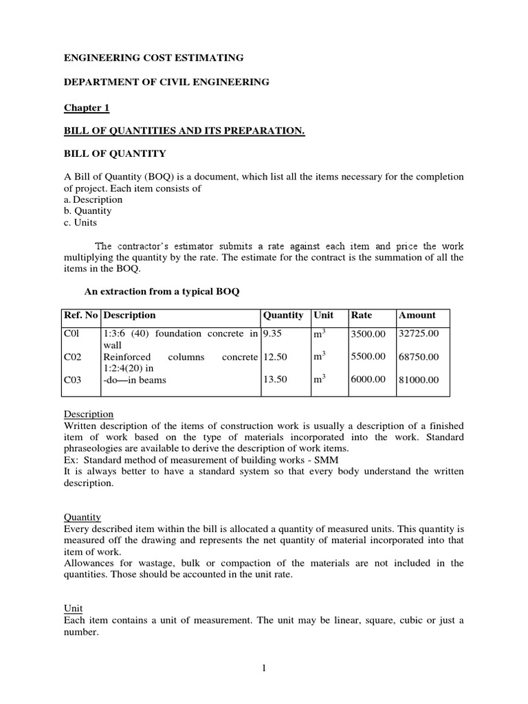 Estimation Measurement Notes | PDF | General Contractor | Specification ...