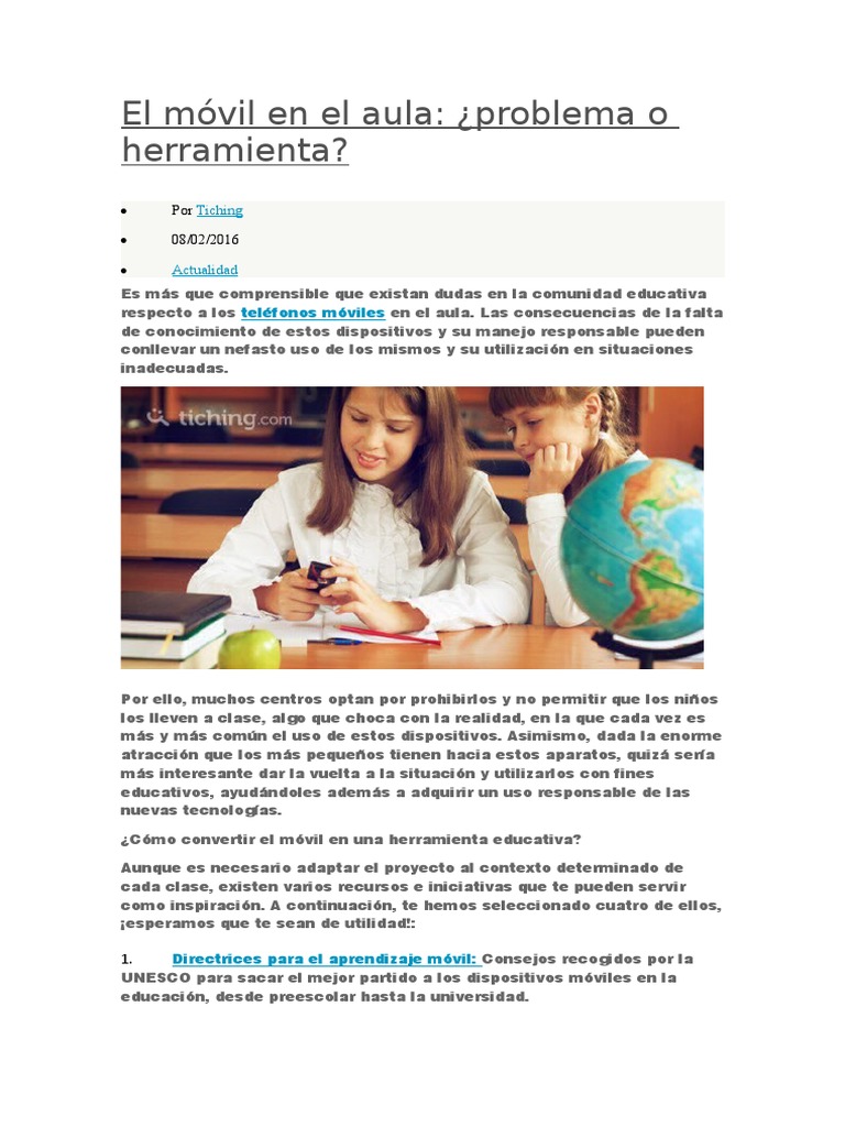 El Móvil en El Aula | PDF | Salón de clases | Teléfonos móviles