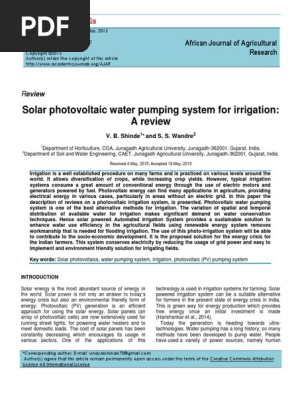 Solar Photovoltaic Water Pumping System For Irrigationpdf