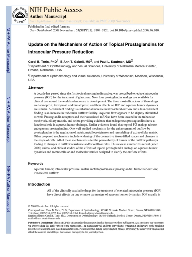 Prostaglandin and IOPGlaukoma PDF Insulin Like Growth