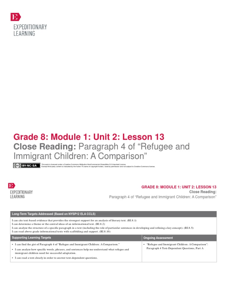Grade 8: Module 1: Unit 2: Lesson 13: Close Reading: Paragraph 4 of ...