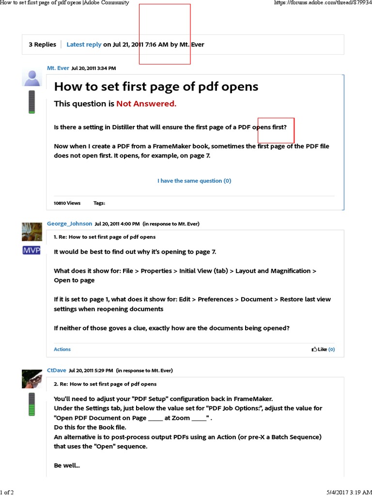 00 Info - How To Set First Page of PDF Opens (Adobe Community) | PDF ...