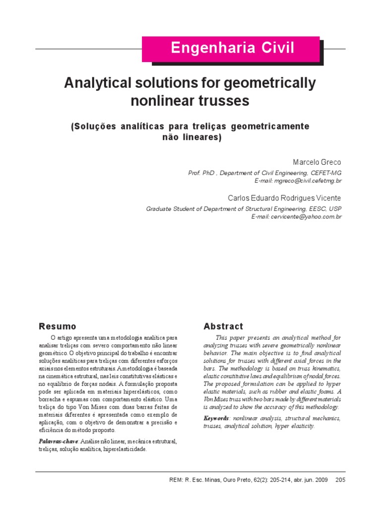 +++analytical Solutions Nonlinear Truss | PDF | Trigonometric Functions ...