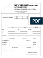 Application Form For Written Exam