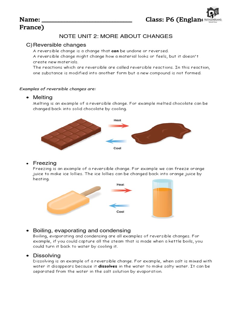 Reversible and Irreversible Changes Exploring Melting, Freezing