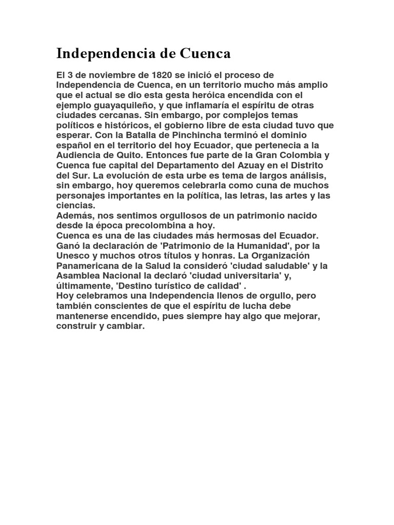 Independencia de Cuenca PDF Ecuador