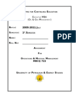 Assignment -  Operations&Material Managment (2009 July)