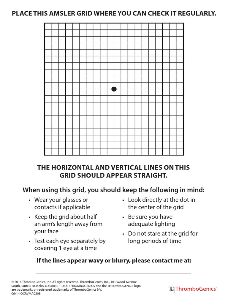 Amsler Grid With Instructions