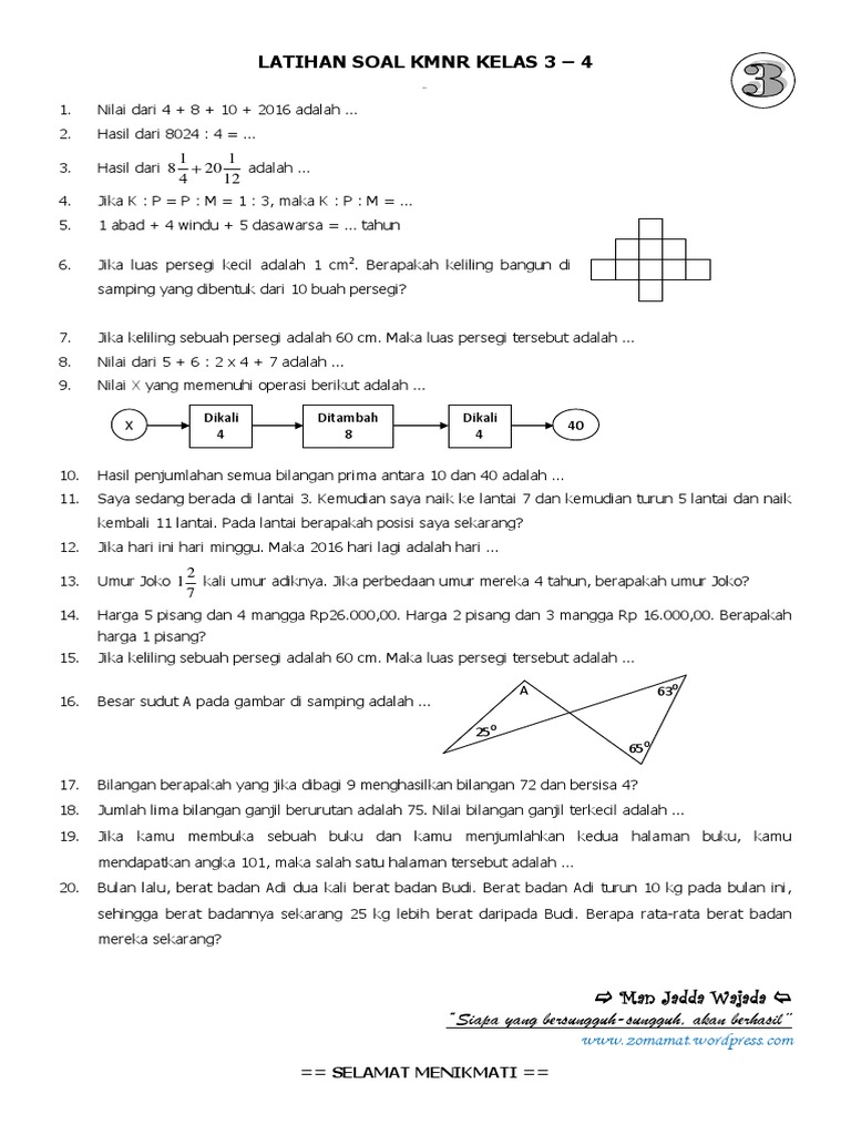 Latihan Soal Kmnr Kelas 34 3