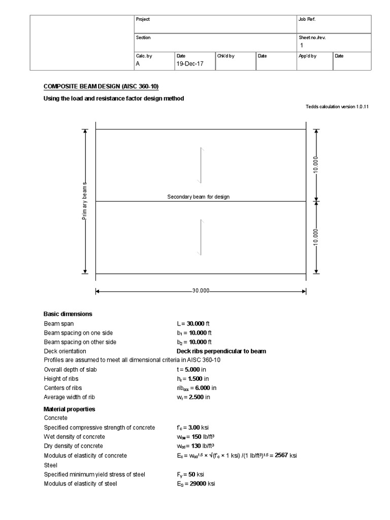 Secondary Beam Example | PDF | Beam (Structure) | Bending