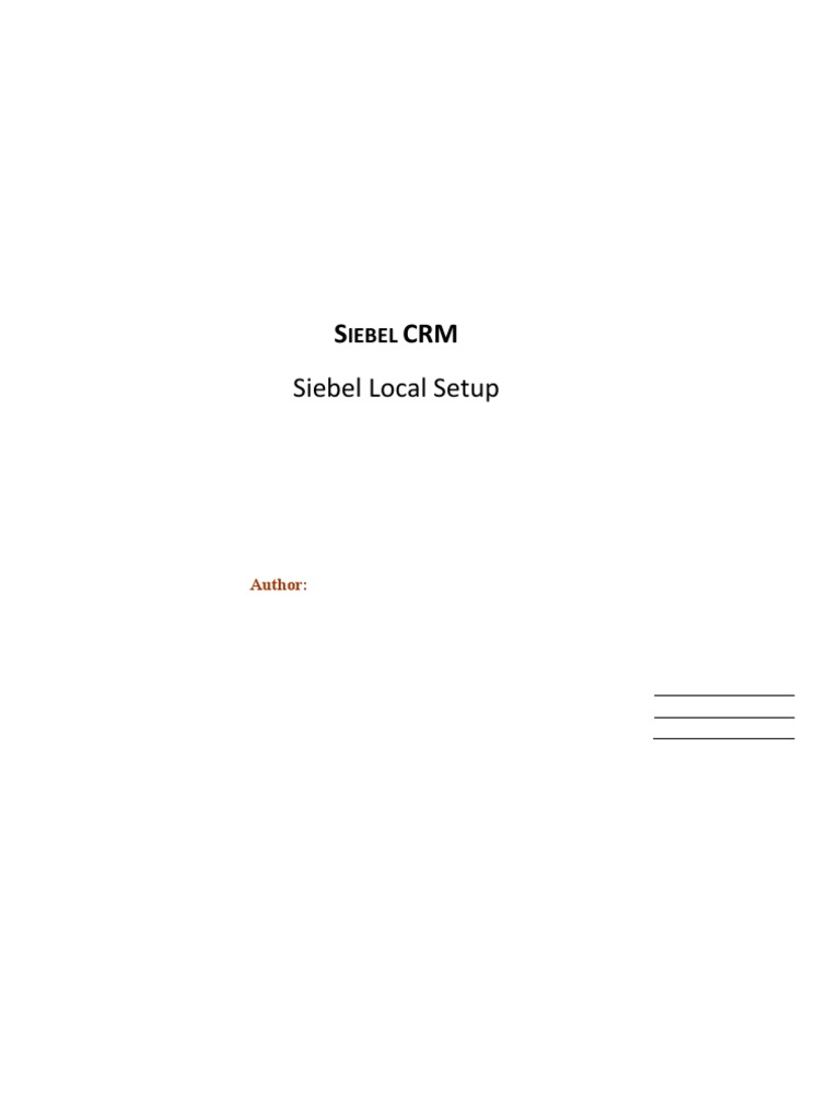 Siebel CRM Local Database Setup Guide | PDF | Databases | Server ...