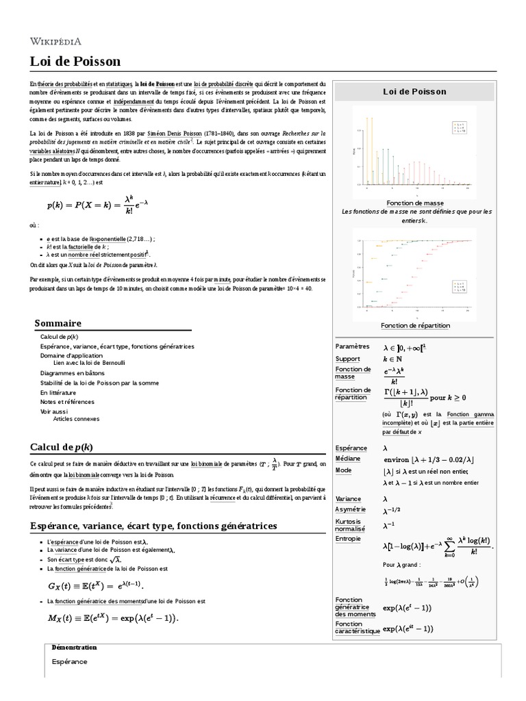 Loi de Poisson | PDF | Loi de Poisson | Enseignement des mathématiques
