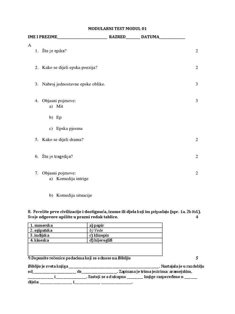 Modularni Test Modul 01 1e A | PDF