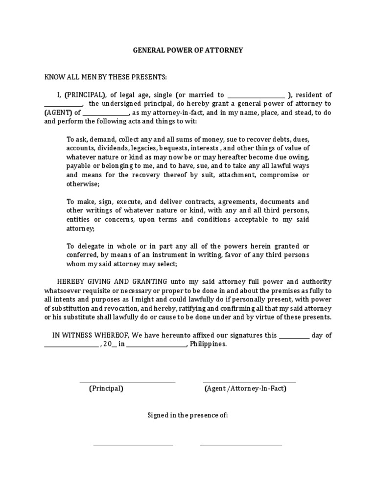 General Power of Attorney Template | PDF