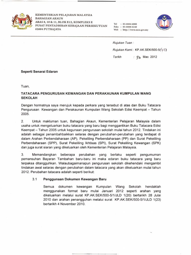 Pekeliling Kpm Tata Cara Pengurusan Kewangan Pdf