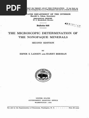 Microscopc Determination Of Nonopaqe Minerals Refractive Index
