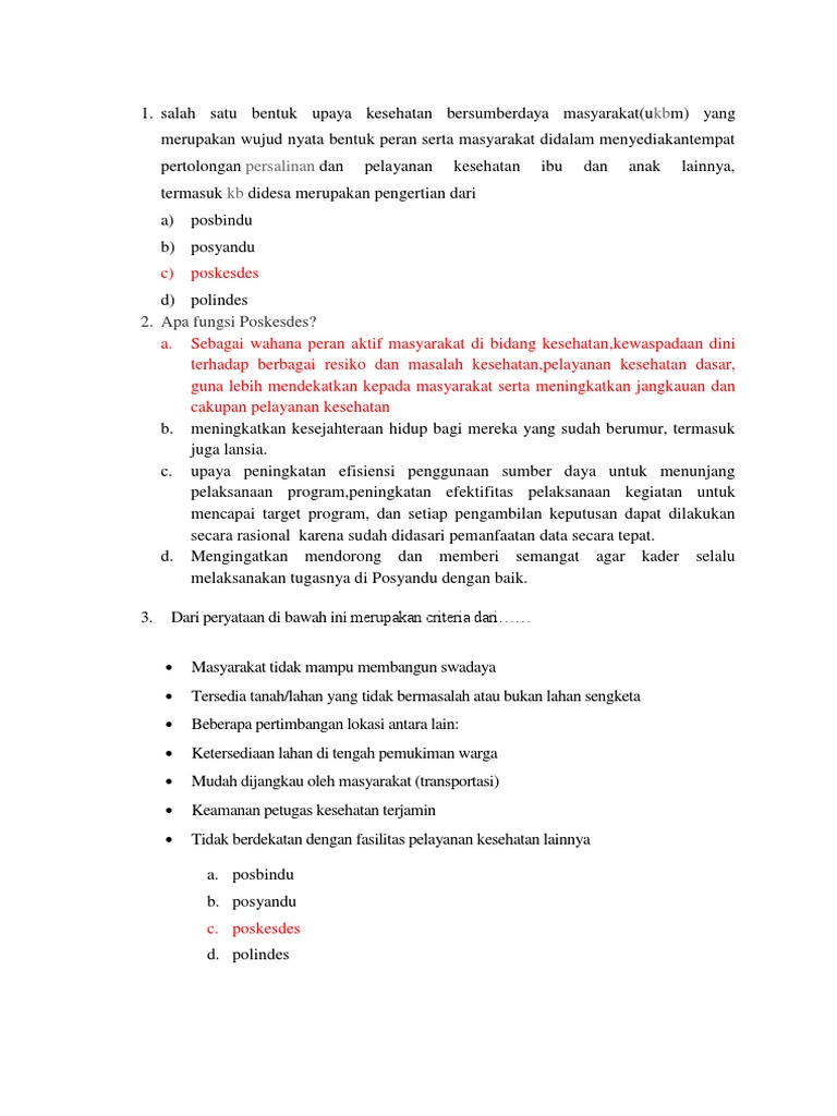 Soal Poskesdes