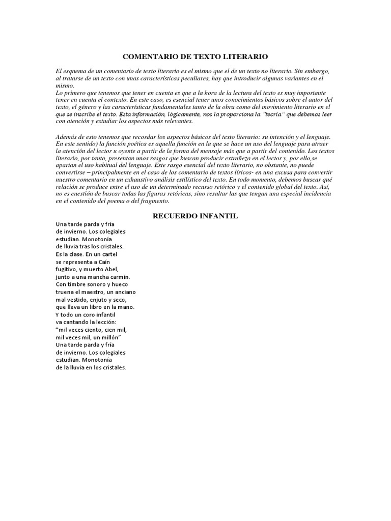 Comentario de Texto Literario Machado Poesía Ritmo