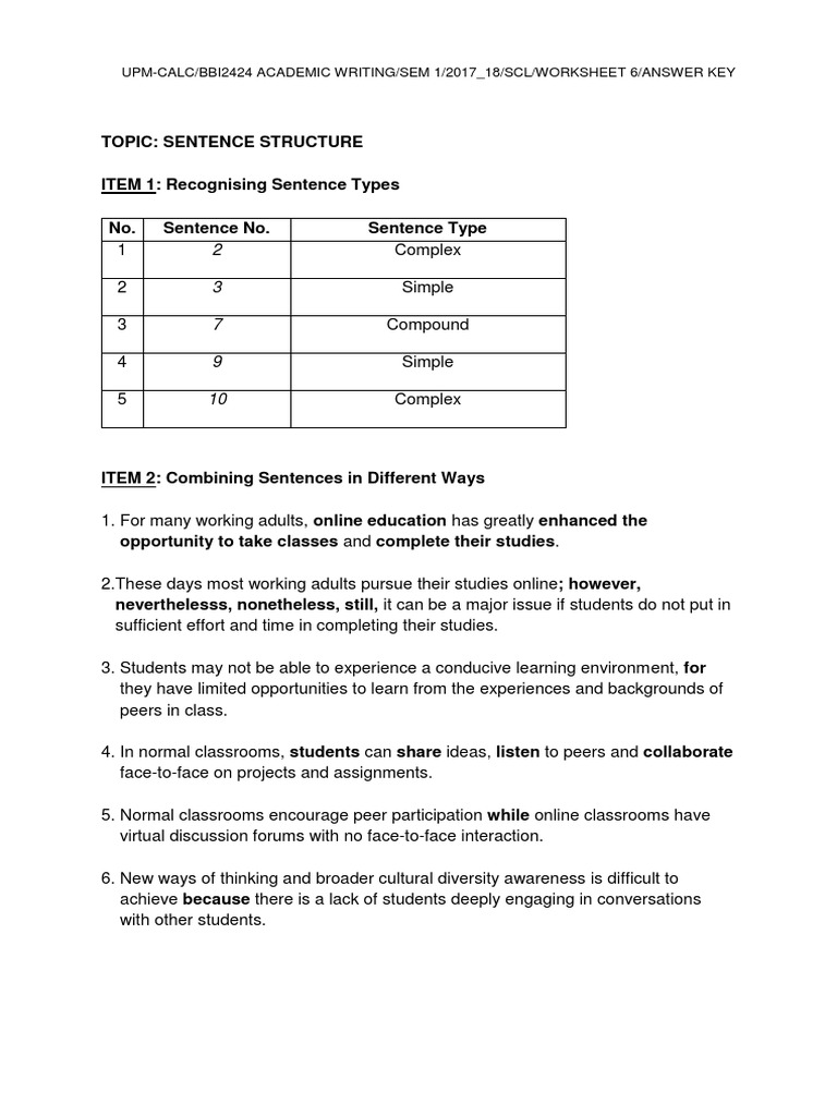 Bbi2424 SCL Worksheet 6 (Answer Key) | Educational Technology | Cognition