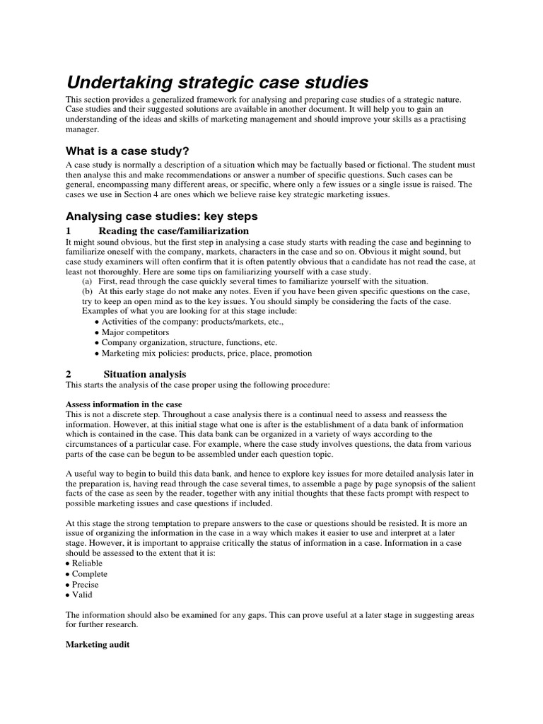 Strategic Case Study Analysis Guide | PDF | Swot Analysis | Strategic ...