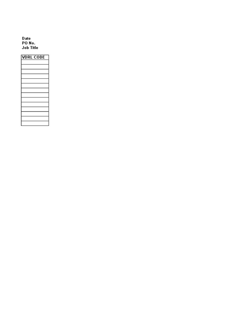 Vendor Data Requirement List Date PO No. Job Title VDRL Code PDF