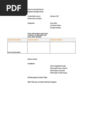 Advance Receipt Form