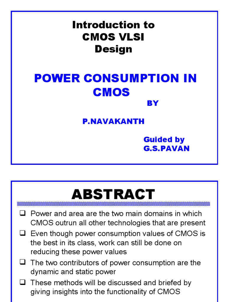 CMOS VLSI Design: Power Consumption Insights | PDF | Cmos | Logic Gate