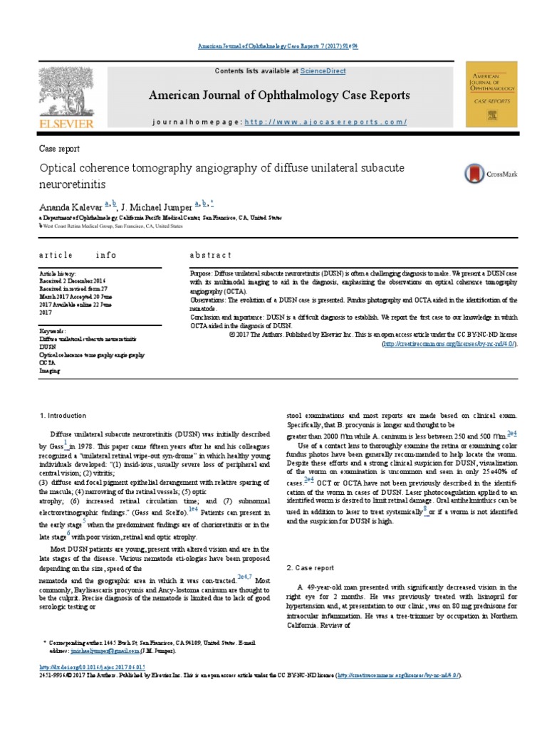 American Journal of Ophthalmology Case Reports PDF Retina Human Eye
