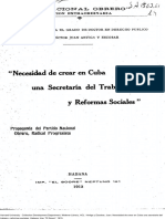 Antiga Necesidad Crear en Cuba Secretaría de Trabajo 1913