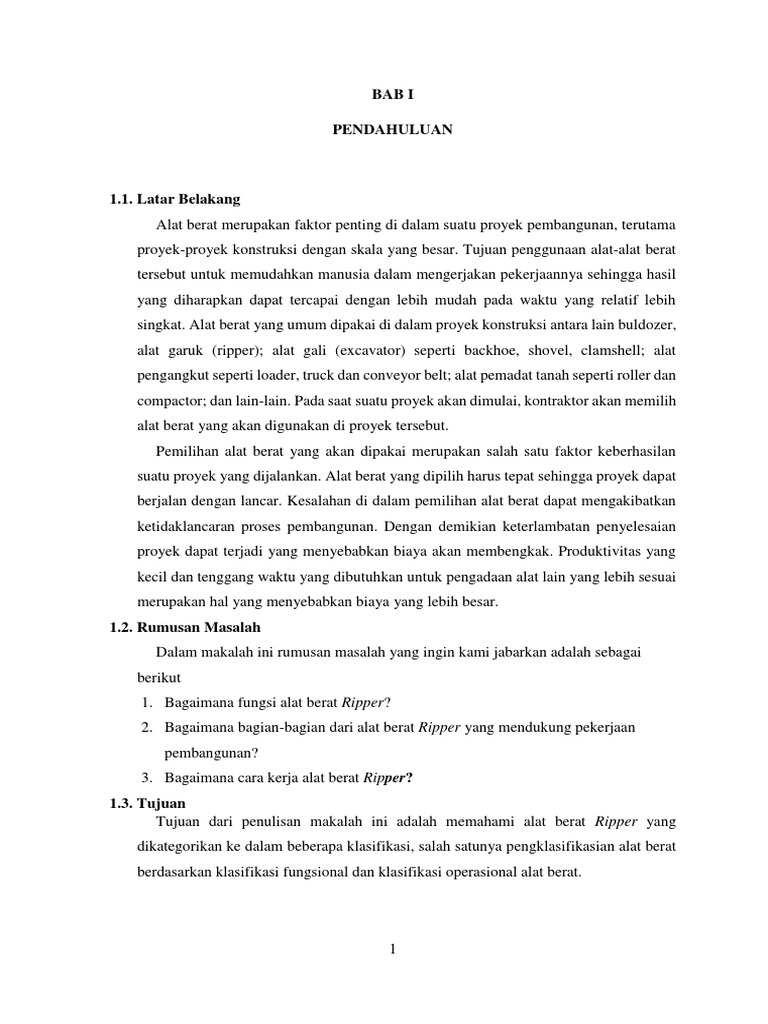 Fungsi dan Jenis Alat Berat Ripper | PDF