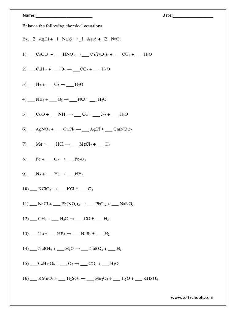 worksheet Balancing Chemical Equations Worksheet 1 Answer Key balancing chemical equations worksheets 1