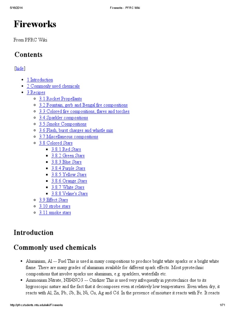 Fireworks Composition and Chemicals Guide | PDF | Gunpowder | Fireworks