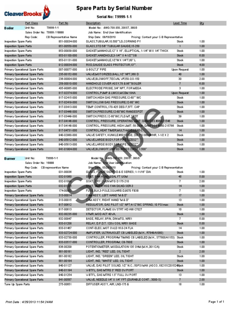 Spare Parts List (1).pdf | Home Appliance | Chemical Engineering