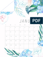 Calendário 2018 Flores de aquarela