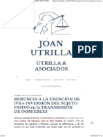 Renuncia A La Exención de Iva e Inversión Del Sujeto Pasivo en La Transmisión de Inmuebles - Joan Utrilla