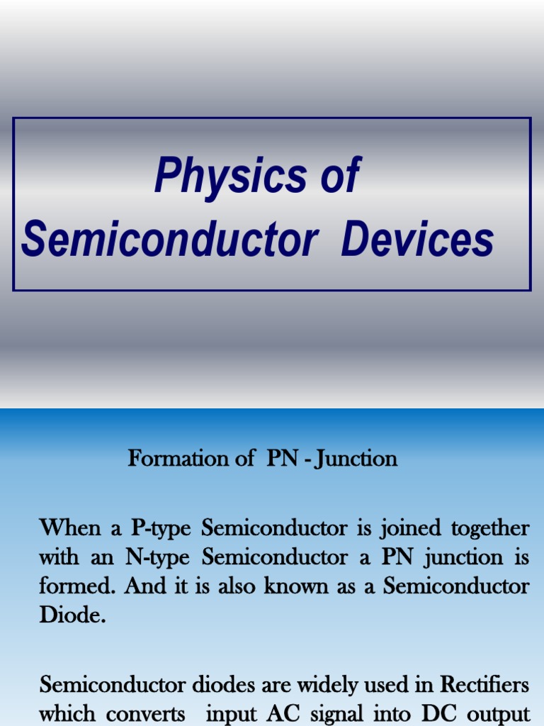 Physics of Semiconductor Devices | PDF | P–N Junction | Diode