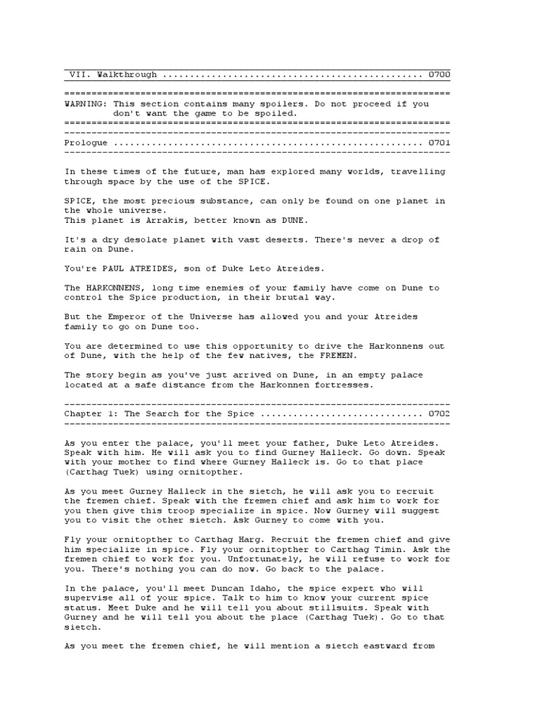 Dune Walkthrough PDF Dune Universe Transhumanist Books