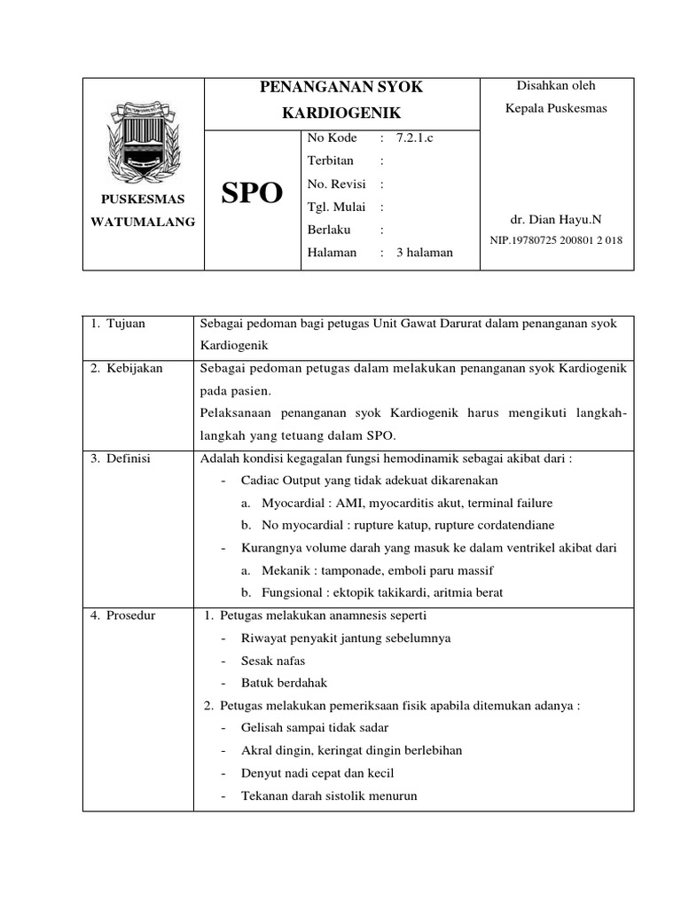 Spo Penanganan Syok Kardiogenik
