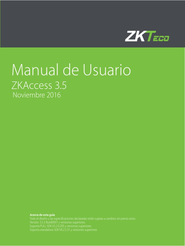 ZKAccess 35 Manual de Usuario PDF Sistema operativo Contraseña
