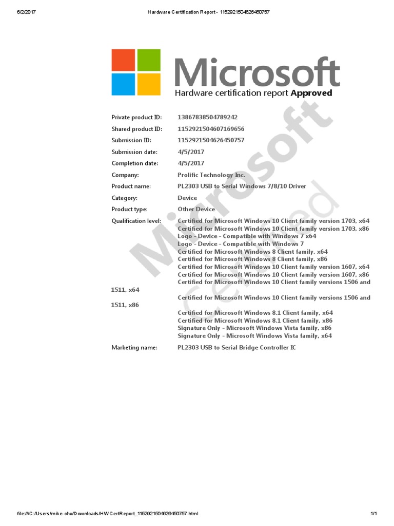 Hardware Certification Report 1152921504626450757.pdf Windows 10