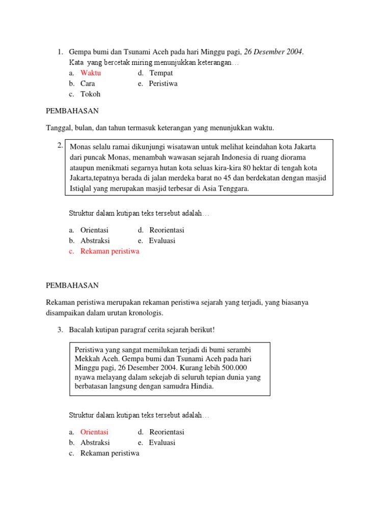 Contoh Soal Essay Teks Cerita Sejarah Dan Jawabannya - Guru Paud