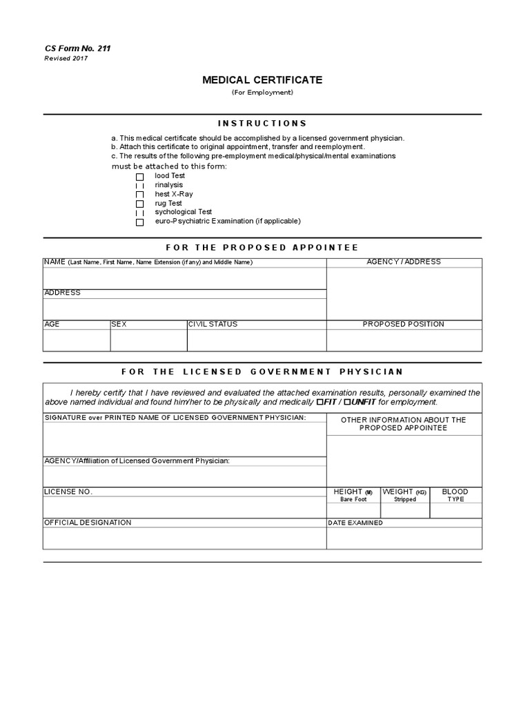 Cs form no 211 medical certificate xls cs form no 211 vrogue co