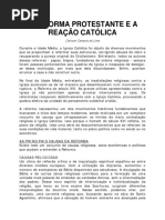 A Reforma Protestante e a Reação Católica