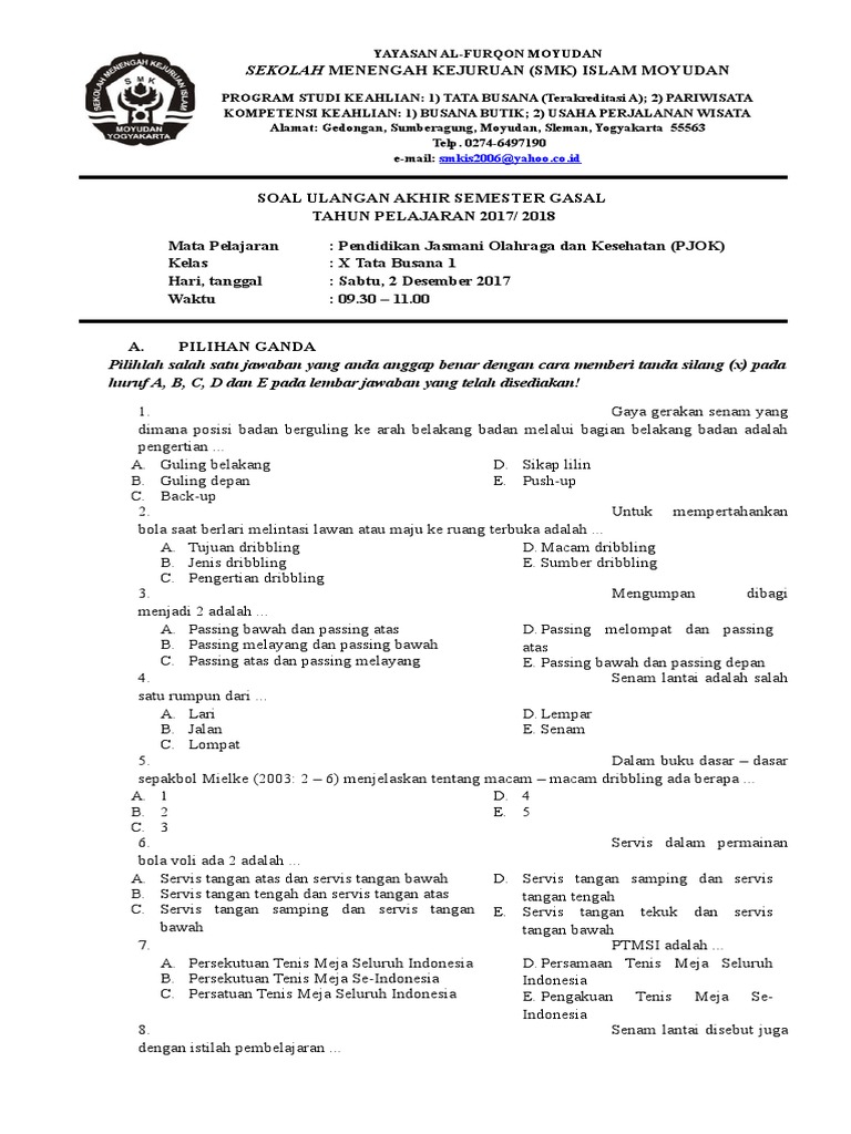 Soal Uji Kompetensi Tata Busana 2017 Menata Rapi