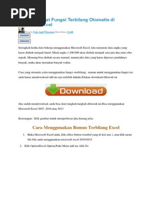 Cara Membuat Fungsi Terbilang Otomatis Di Microsoft Excel Pdf