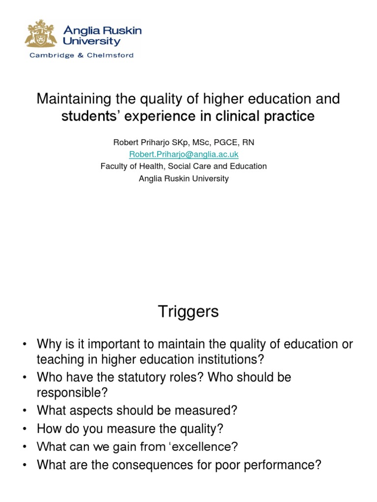 Maintaining The Quality of Higher Education and Students' Experience in ...