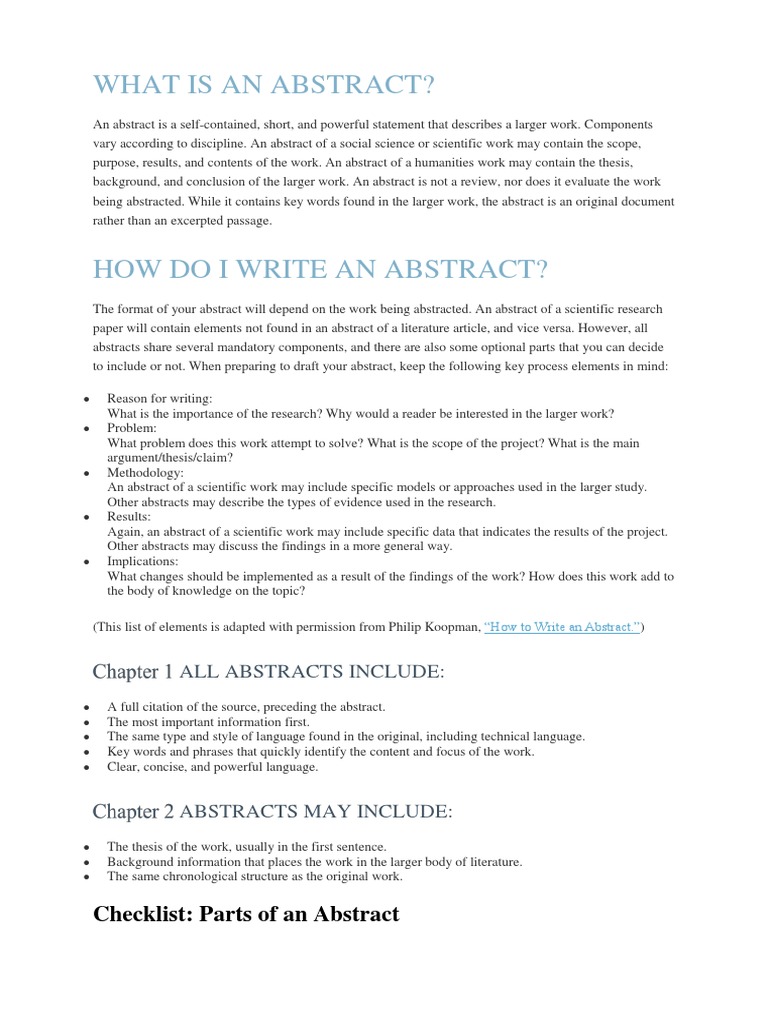 Parts of an abstract key elements