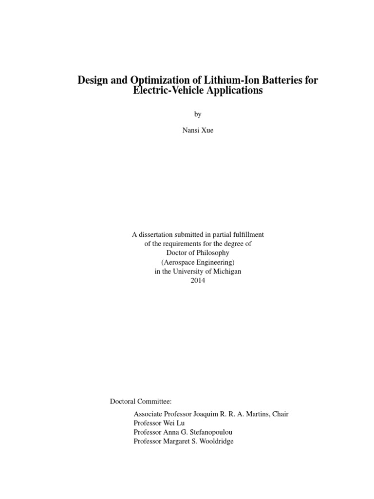 Design and Optimization of Lithium-Ion Batteries For Electric-Vehicle ...