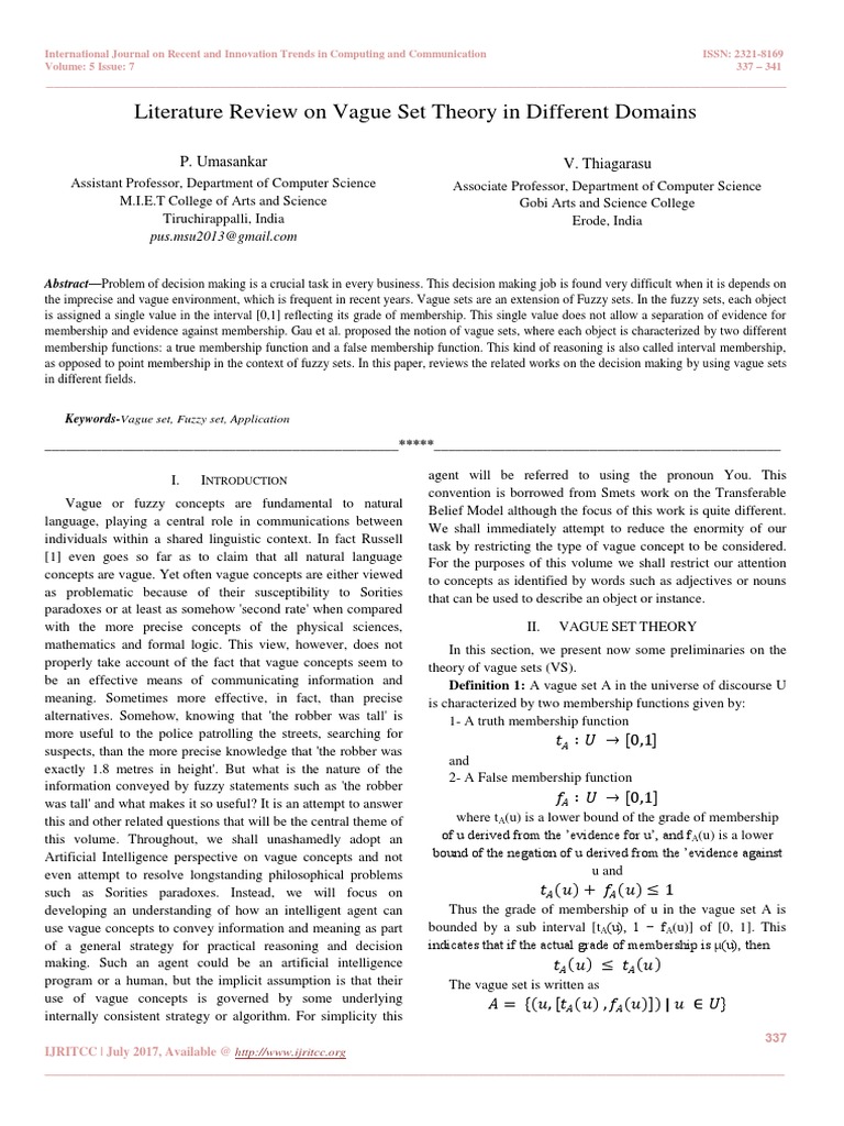 Literature review on sets and subsets image